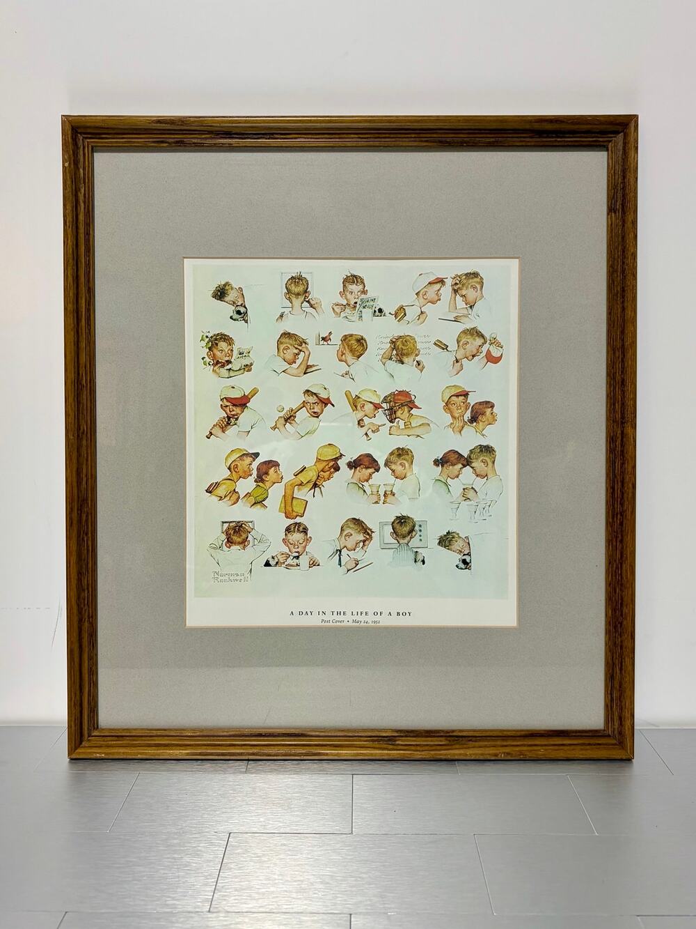 Norman Rockwell A Day in the Life of a Boy 1952 Framed Vintage Print 16x18